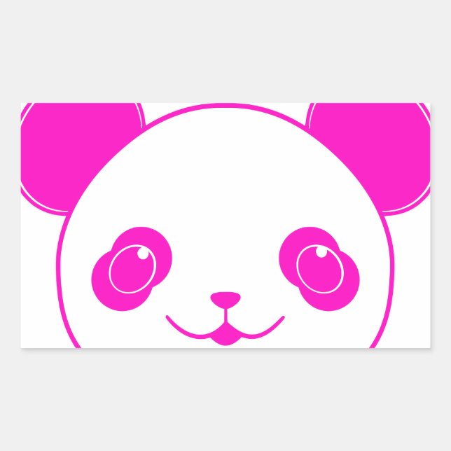 Pink Kawaii Panda Bear Rechteckiger Aufkleber (Vorderseite)