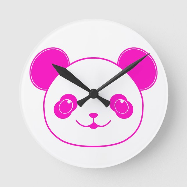 Pink Kawaii Panda Bear Runde Wanduhr (Vorderseite)