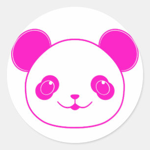Pink Kawaii Panda Bear Runder Aufkleber