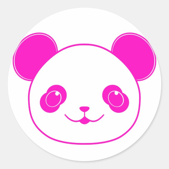Pink Kawaii Panda Bear Runder Aufkleber (Vorderseite)