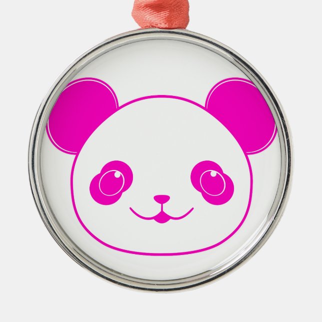 Pink Kawaii Panda Bear Silbernes Ornament (Vorne)