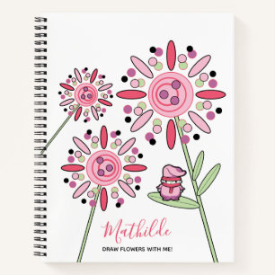 Pink Kawaii Woodlands Sprite und Blume Name Notizbuch