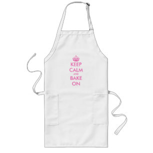 Pink keep calm and bake on baking apron for women lange schürze