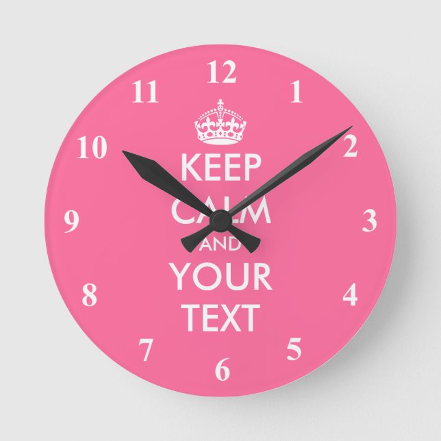 Pink Keep Calm wall clock | Custom vintage design Runde Wanduhr (Vorderseite)