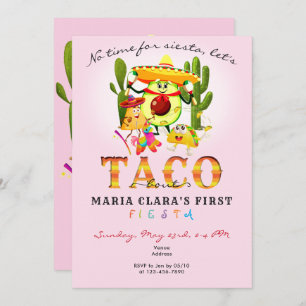 Pink keine Zeit für Siesta Erster Fiesta 1. Geburt Einladung