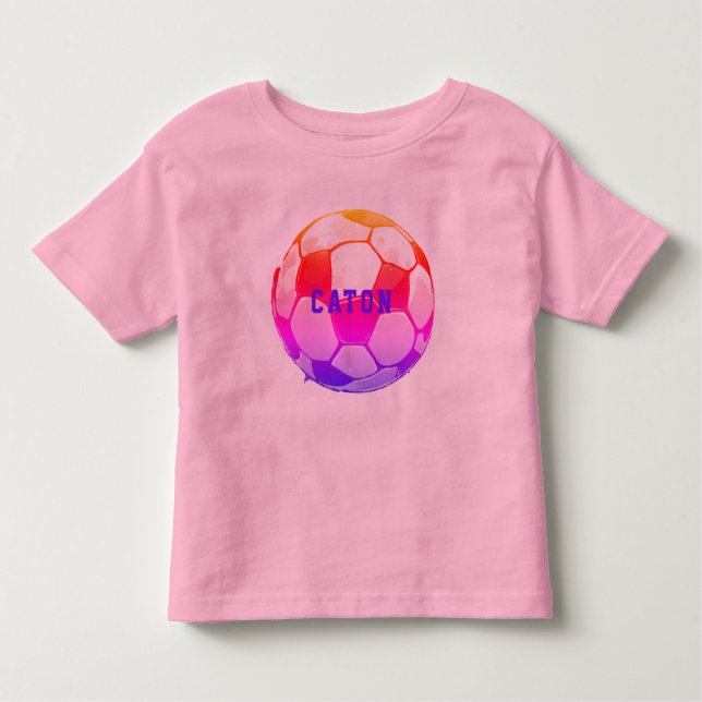 Pink Kids Soccer Personalisiert Kleinkind T-shirt (Vorderseite)