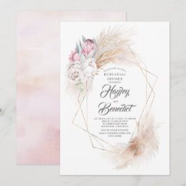 Pink King Protea und Pampas Grass Probe Dinner Einladung
