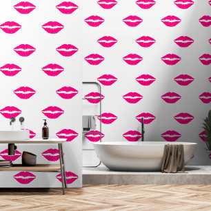 Pink Kiss Lippen Farbe Weiß Tapete