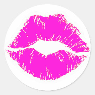 Pink Kiss lips lipstick Make-Beauty-Mode Liebe Runder Aufkleber