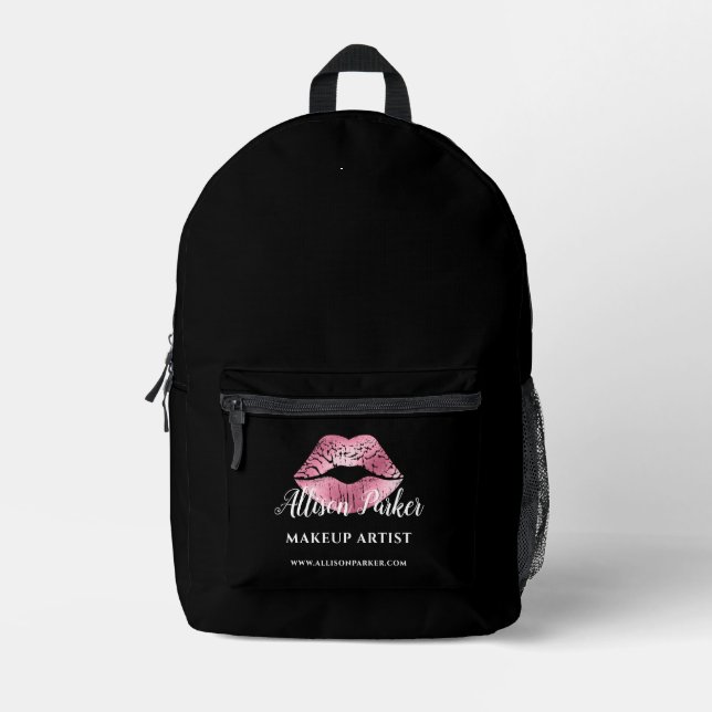 Pink Kiss Makeup Artist Beruflich Bedruckter Rucksack (Vorderseite)