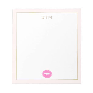 Pink Kiss Monogram Notizblock