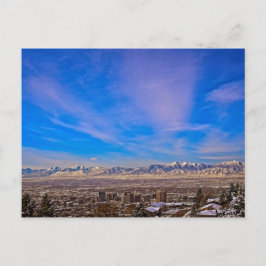Pink Kissed Sky Over Salt Lake City, Utah Postcard Postkarte