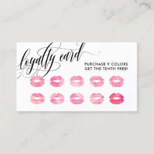 Pink Kisses - Calligraphy Loyalty Punch Card Treuekarte