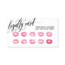Pink Kisses - Calligraphy Loyalty Punch Card