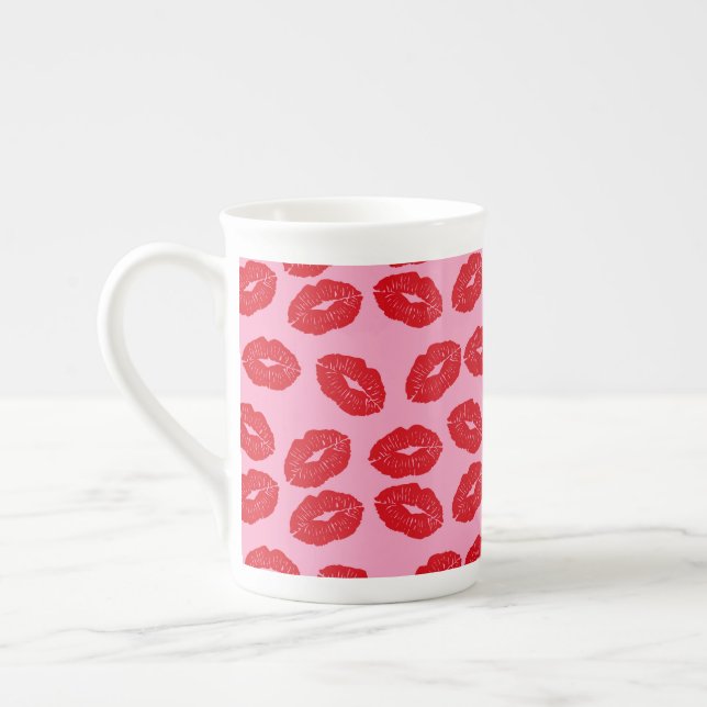 Pink Kisses Love Printed Coffee Mug Cup Prozellantasse (Links)