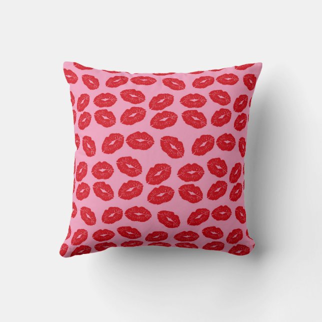 Pink Kisses Love Printed Decorative Throw Pillow Kissen (Rückseite)