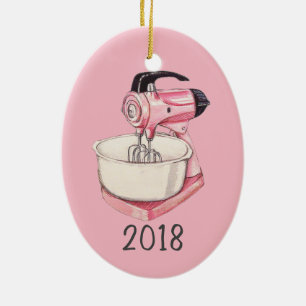Pink Kitchen Mixer Keepake Jahr Keramik Ornament