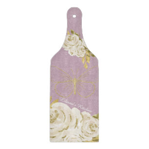 Pink Kitchenette Floral Aquarell Blume Butterfly B Schneidebrett