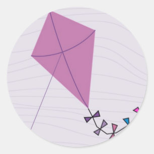 Pink Kite Runder Aufkleber