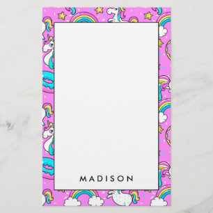 Pink Kitschy glitzerndes, lustiges Unicorn und Kit Briefpapier