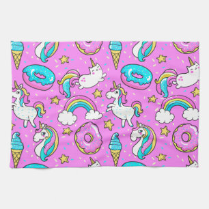 Pink Kitschy glitzerndes, lustiges Unicorn und Kit Geschirrtuch