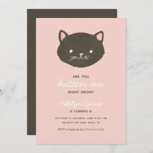 Pink Kitten Girl Geburtstagsparty Einladung