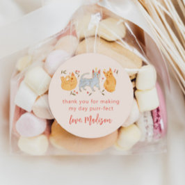 Pink Kitty Cat Birthday Party Gefallen Runder Aufkleber