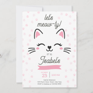 Pink Kitty Cat Geburtstag Einladung