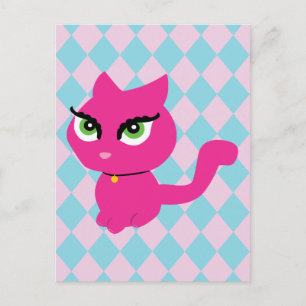 Pink Kitty Cat Postkarte
