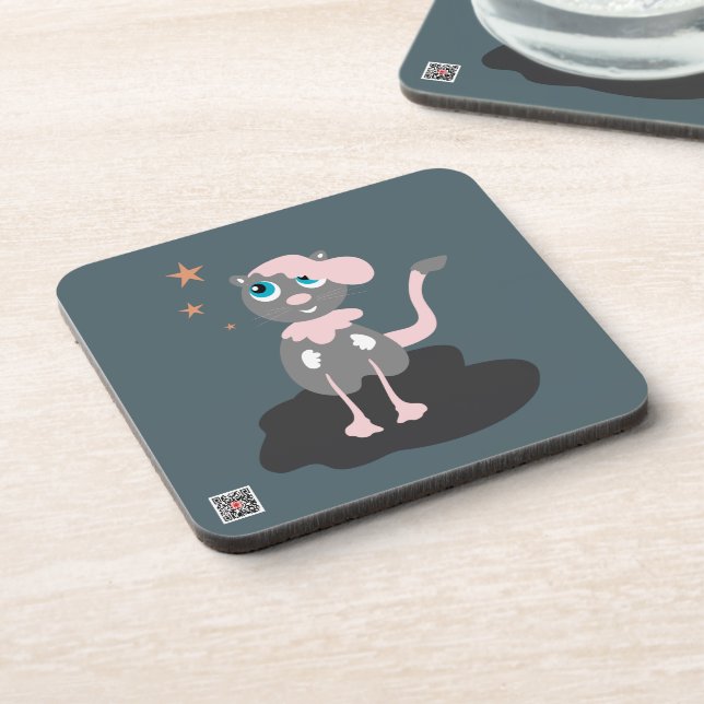 Pink Kitty Getränkeuntersetzer (Linke Seite)