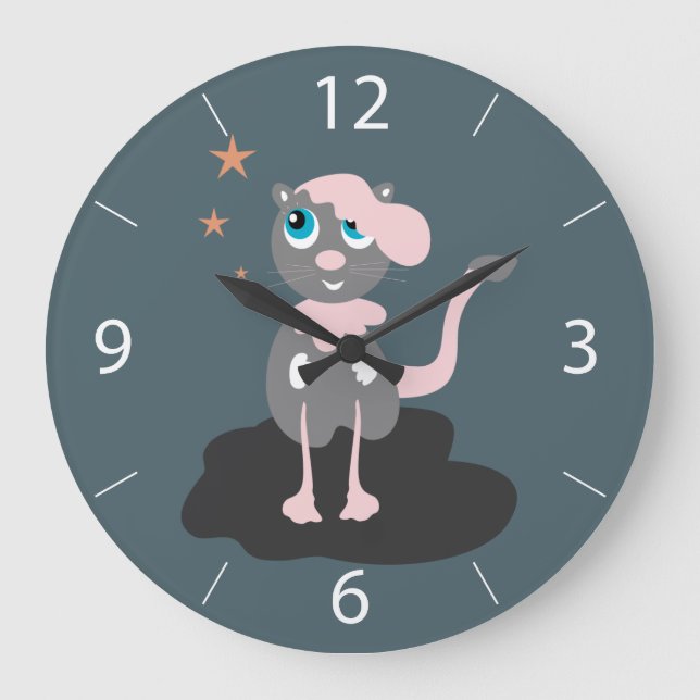 Pink Kitty Große Wanduhr (Vorderseite)
