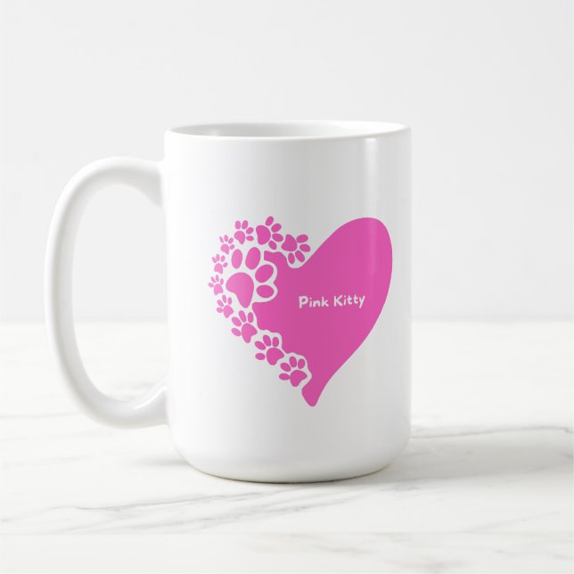 Pink Kitty paws heart mug for cat lover women Kaffeetasse (Links)