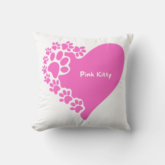 Pink Kitty paws heart pillow for cat lover women Kissen (Vorderseite)