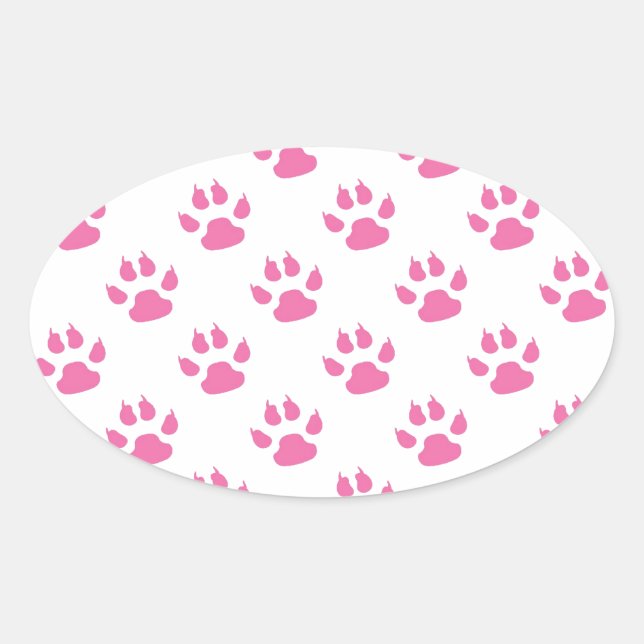 Pink kitty Pfote Druckpatter Ovaler Aufkleber (Vorderseite)