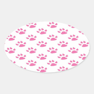 Pink kitty Pfote Druckpatter Ovaler Aufkleber