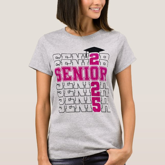 Pink-Klasse 2025 Senior-Abschluss T-Shirt (Vorderseite)