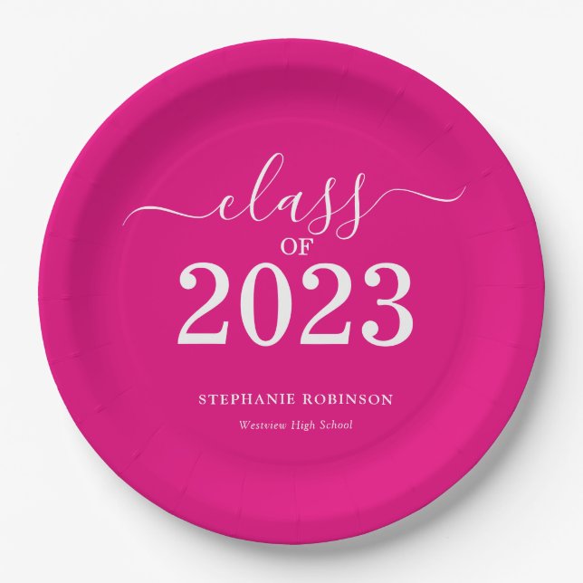Pink-Klasse der Graduierungspartei 2023 Pappteller (Vorderseite)