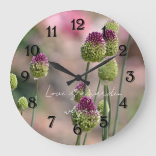 Pink Kleeblatt Blumen Fotografie Große Wanduhr