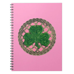 Pink Kleeblatt On Celtic Knots Spiral Notebook Notizblock