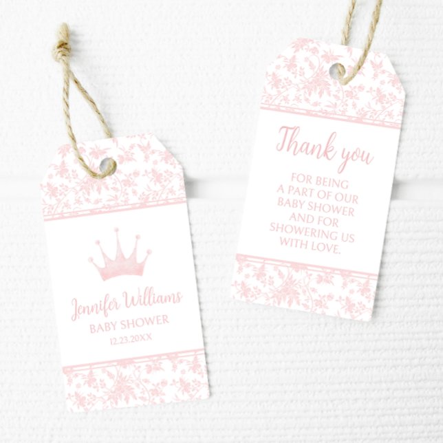 Pink kleine Prinzessin Mädchen Dusche danke Geschenkanhänger (Von Creator hochgeladen)