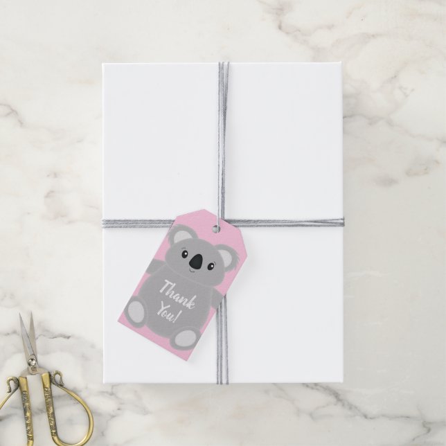 Pink Koala Bear Baby Dusche Geschenkanhänger (Mit Garn)