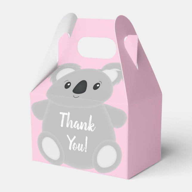 Pink Koala Bear Baby Dusche Geschenkschachtel (Vorderseite)