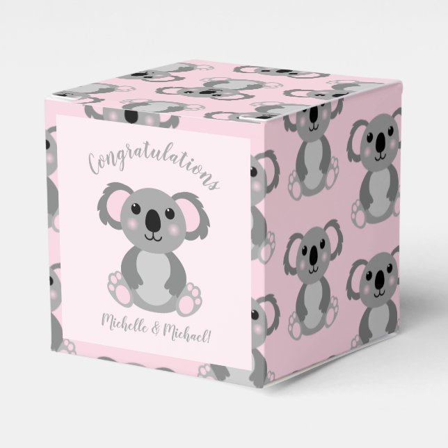 Pink Koala Bear Baby Dusche Geschenkschachtel (Vorderseite)