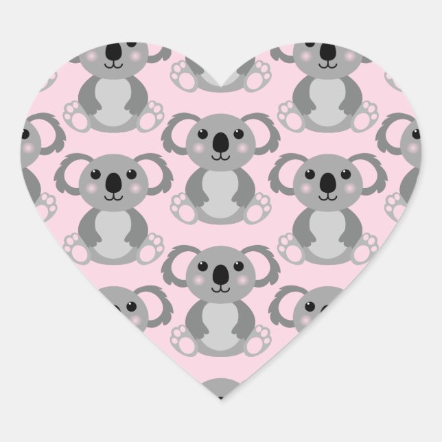 Pink Koala Bear Baby Dusche Herz-Aufkleber (Vorderseite)
