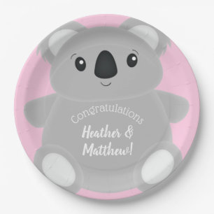 Pink Koala Bear Baby Dusche Pappteller