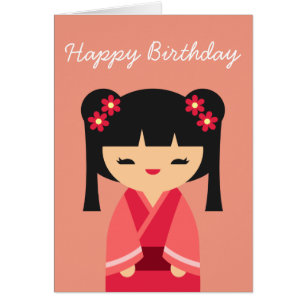 Pink Kokeshi Japanische Puppen