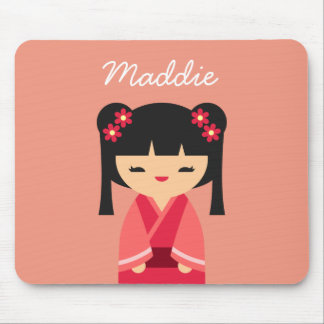 Pink Kokeshi Japanische Puppen Mousepad