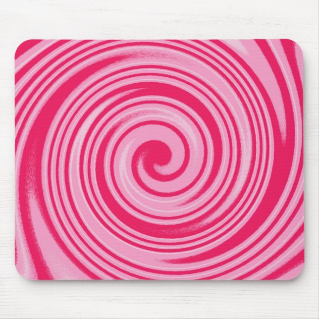 PInk kreisförmiges Drehmuster Mousepad (Vorne)