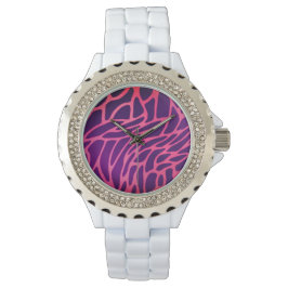 Pink Kristall White Enamel Watch Armbanduhr