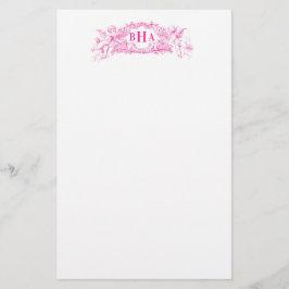 Pink-Kupide und Monogramm Briefpapier